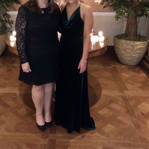 Jenny Yoo Hunter Green Velvet Gown